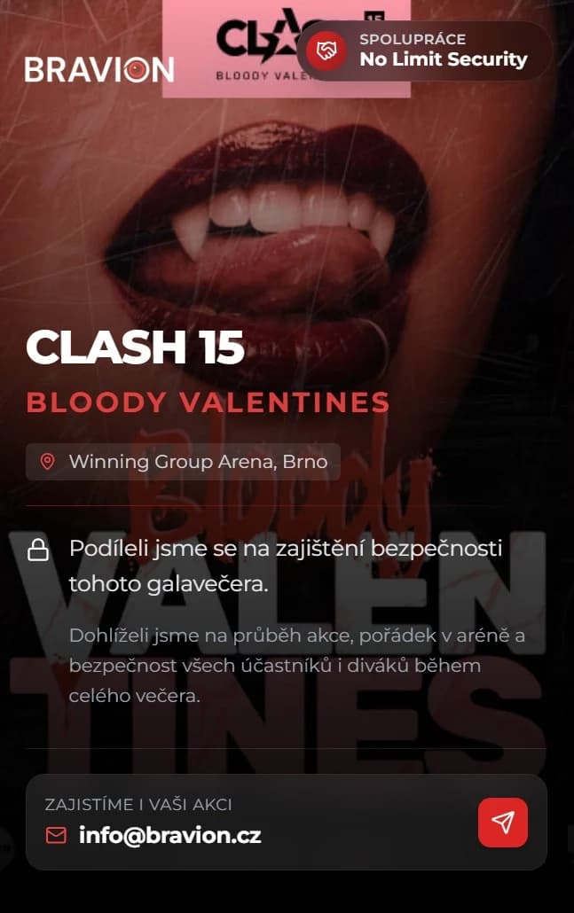 Zajištění bezpečnosti Clash 15 Bloody Valentines ve Winning Group Areně Brno