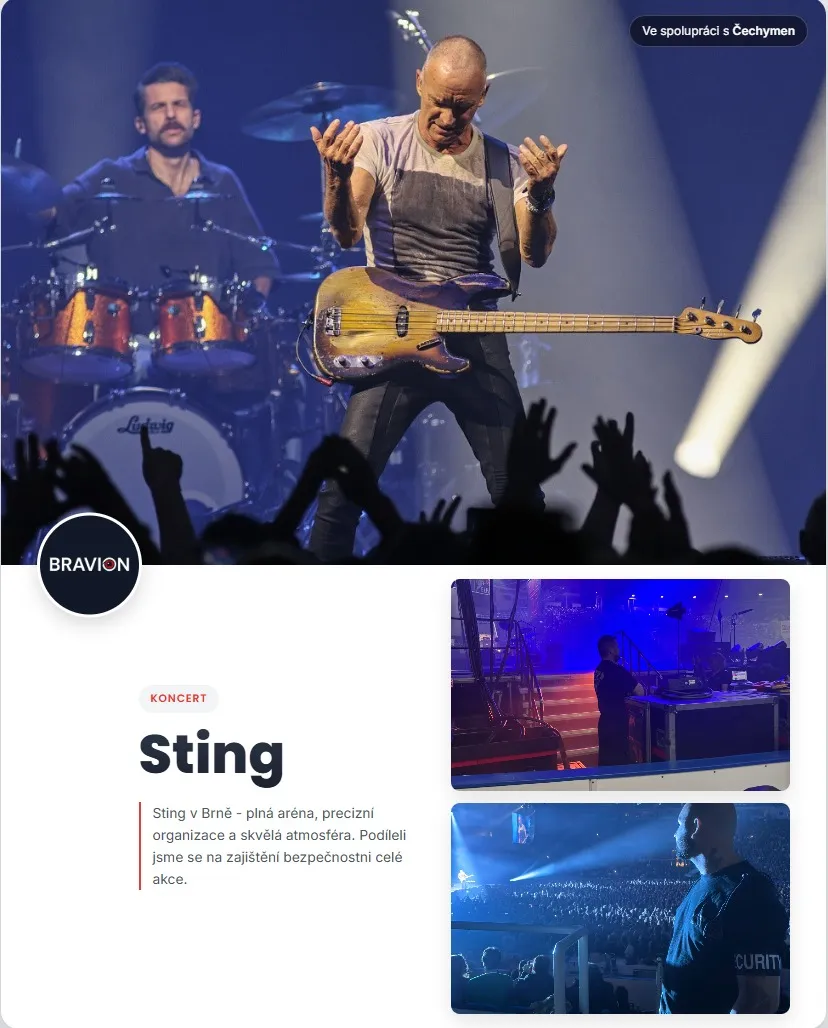 Bodyguarding a security na koncertě Sting Brno