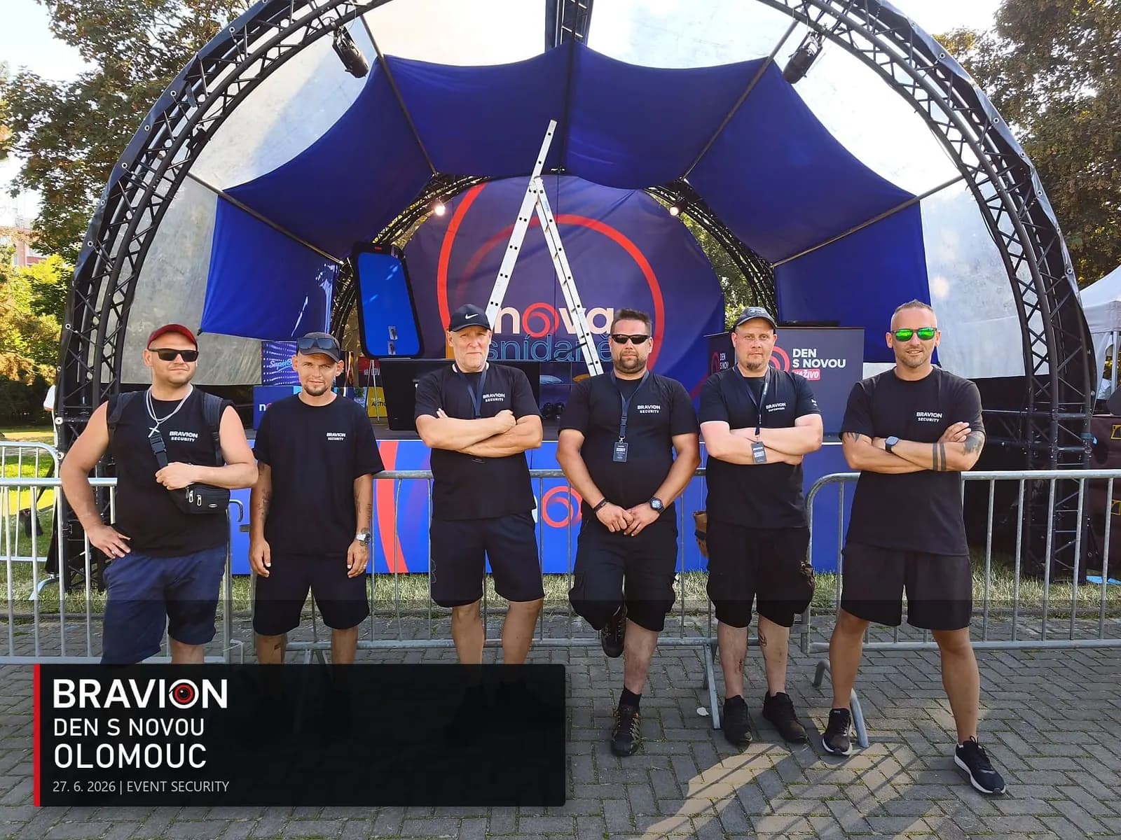 Six-person Bravion team providing security for the 2026 Den s Novou roadshow