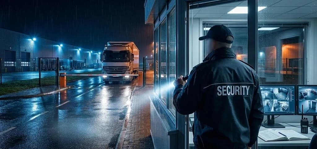 Illustrative view of a truck entering a logistics site