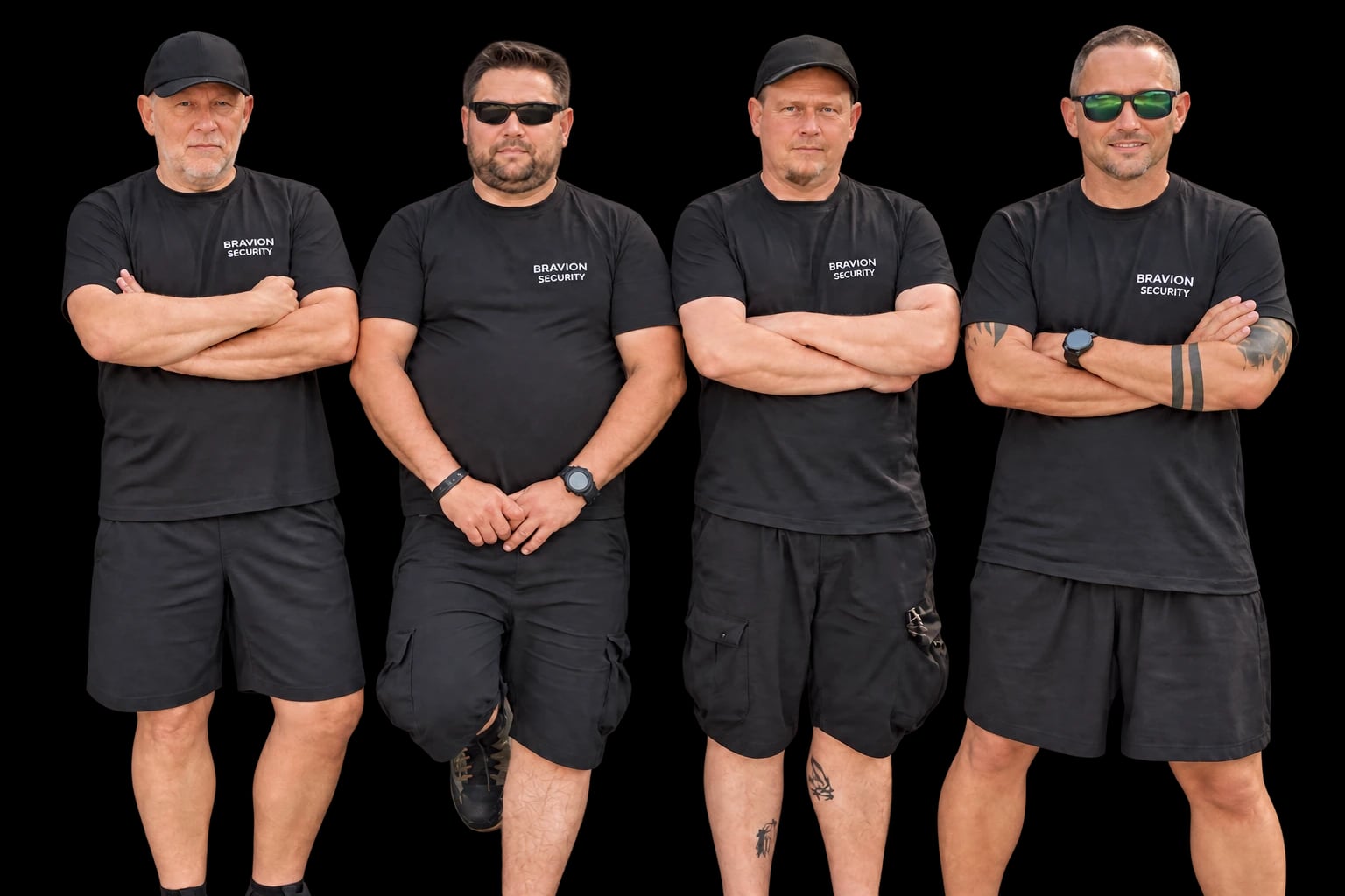 Čtyři pracovníci týmu Bravion v černých firemních tričkách