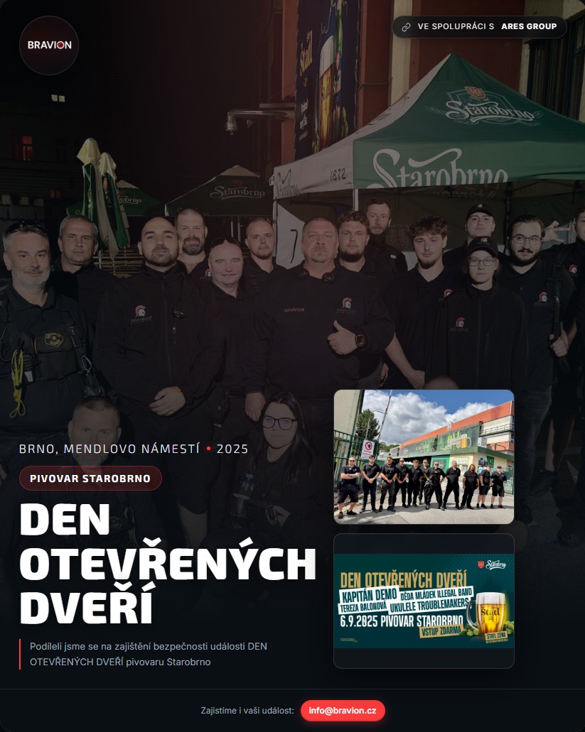 Tým Bravion Security před stánky (skupinová fotka)